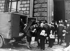 Distributed: Distribution of food ration cards in Berlin, 1942