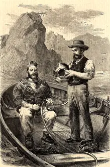 Assisted: Diver being assisted into a Siebe and Gorman diving