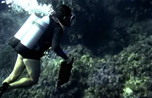 Canisters: Diver on the seabed off the coast of Malta
