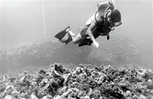 Flippers: Diver underwater off the coast of Malta