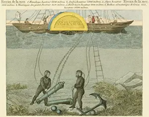 Shipwreck: Divers salvaging guns from the seabed. Diving
