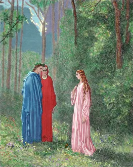 Dore: Divine Comedy. Fifth Canto of the Purgatory. Dante talks wit