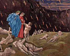 Raining: Divine Comedy. Hell. Brunetto Latini accosts Dante. XV Canto