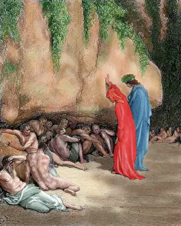 Dore: Divine Comedy. Purgatory. Fourth Canto. Belacqua.The indole