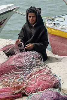 Harbourside: Djerba fisherman with nets