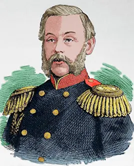 1877: Dmitry Milyutin (1816-1912). Colored engraving