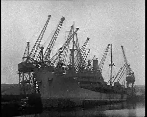 Docked: A Docked Cargo Ship Being Unloaded