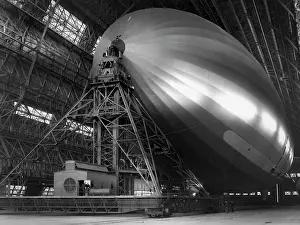 Traditionally: A docked USS Macon inside Hangar One at Moffett