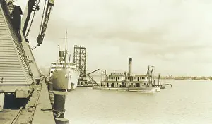 Sepia Images: Dockside facility for loading bananas