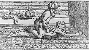 Avicenna: Doctor massaging a patient's back. Illustration ?