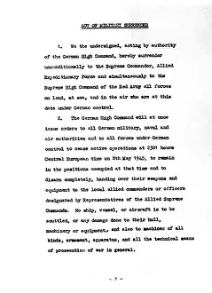 Contract: Document on the surrender of the Wehrmacht