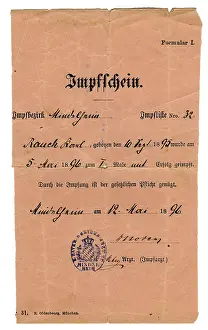 Wilhelminian: documents, certificate of vaccination for Karl