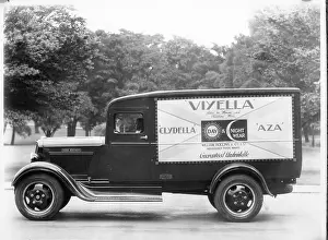 Vans: Dodge van with advertisement for Viyella