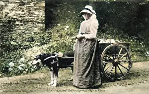 Panting: DOG AND CART AND MAID