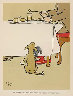 Hoping: Dog watching his master's table manners