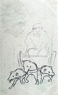 386202: Three dogs pulling a cart
