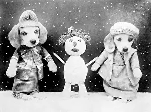 Barnaby: Two dogs and a snowman