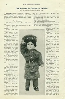 Crocheted: Doll dressed in crochet as a soldier, WW1
