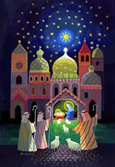 Retro Christmas: Domed Eastern Skyline and The Three Kings