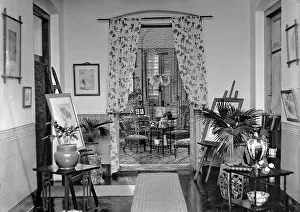 Easels: Domestic interior with beaded curtain