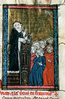 Doctrine: Dominican friar preaching. Miniature. Doctrine Chretienne. 1