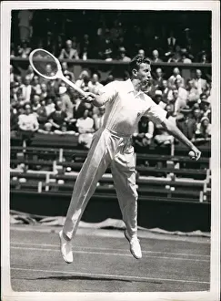Budge: Don Budge in tennis match at Wimbledon