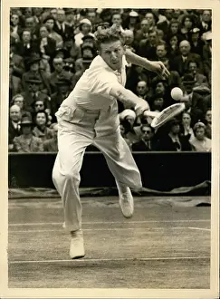 Budge: Don Budge in tennis match at Wimbledon