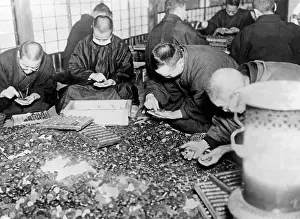 Donations: Donations in a temple in Tokyo, 1925