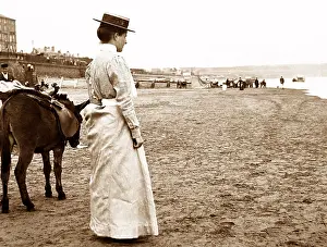 Bridlington: Donkeys on the beach, Bridlington, early 1900s