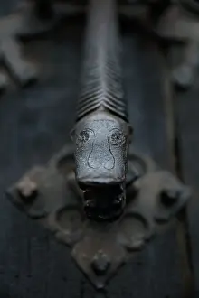 Fundacion: Door handle, Episcopal Palace, Albarracin, Aragon, Spain