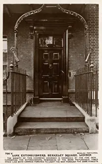 Nightime: Doorway in Berkeley Square featuring link extinguishers