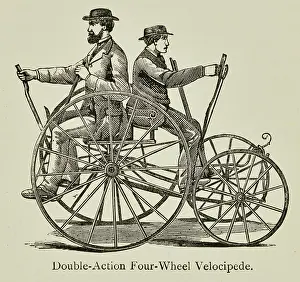 Double-action four wheel velocipede