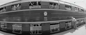 Chelyabinsk: A double-decket train en route from Chelyabinsk