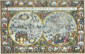 Hemisphere: Double Hemisphere Map with Border 1611