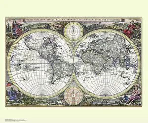 Hemisphere: Double Hemisphere map of the World by Visscher