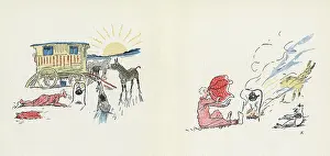 Tickler: Double page illustration, Mrs Tickler's Caravan
