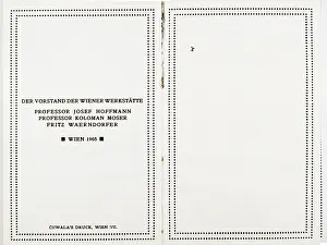 Koloman: Double page of the work schedule of the Wiener Werkstaette