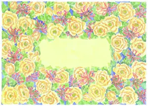 Honeysuckle: Double Yellow Roses and Honeysuckle border