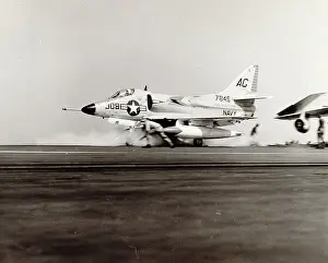 Departs: A Douglas A-4C Skyhawk 147845 departs