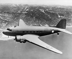 Air Force: Douglas C-47 Skytrain in flight. The transport was