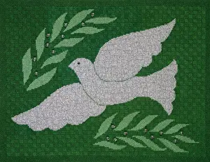 Gail: Dove ' with olive leaves ' embroidery