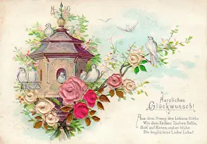 Weathervane: Doves and flowers on a German greetings card