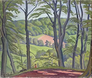 Ethelbert: Downland Landscape ' with trees