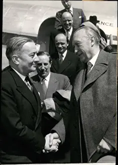 Bidault: Dr Conrad Adenauer, M Georges Bidault, Paris Orly airport