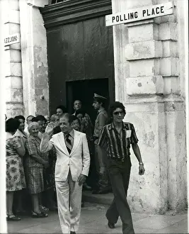 Counts: Dr George Borg Olivier leaving polling station, Malta