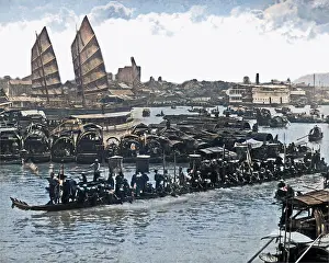 Junk: Dragon boat on the water, China