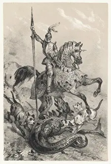 Donne: Dragon of Rhodes slain by a knight