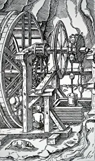Pumps: Draining a mine using a series of suction pumps