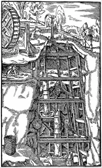 Pumps: Draining mine using series of suction pumps powered