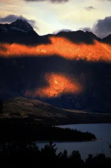 Squall: Dramatic light on the Cook range of mountains, New Zealand